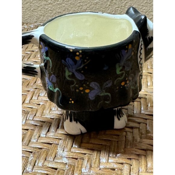 Vintage 1993 Tom Hatton Cat Shaped Ceramic Mug With Floral Design - Picture 4 of 8